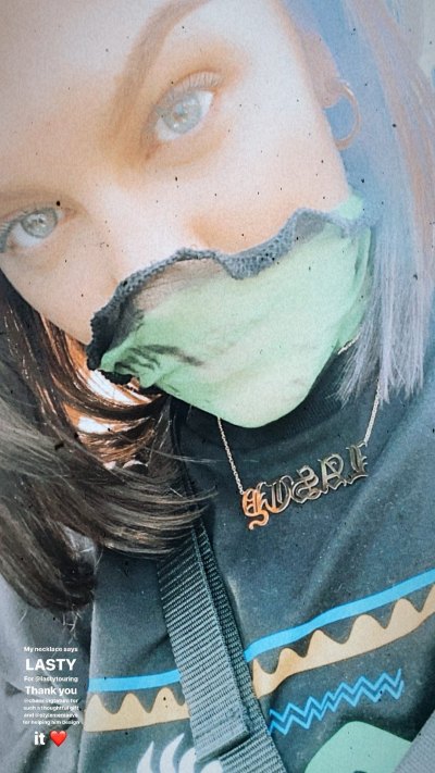 Jessie J Wears Green Facemask With Gold Lasty Necklace Designed by Channing Tatum