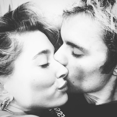 Justin Bieber Kisses Wife Hailey Baldwin in Close Up Black and White Selfie