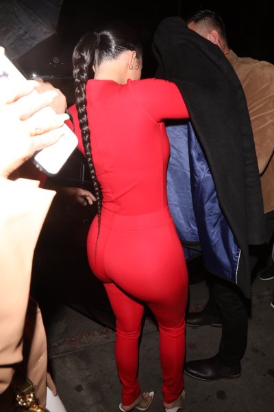 Kylie Jenner in Bright Red Jumpsuit Body by Raven Tracy