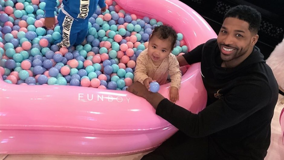 Tristan Thompson Smiles With True Thompson in the Ball Pit With Son Prince