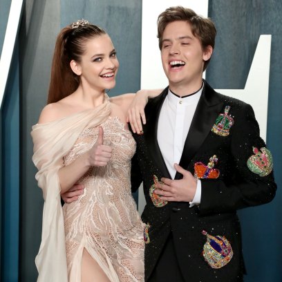 Barbara Palvin and Dylan Sprouse Held Her Dress so She Could Walk Vanity Fair Oscar Party, Arrivals, Los Angeles, USA - 09 Feb 2020