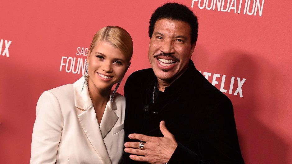 Lionel Richie Smiles and Hugs Daughter Sofia Richie on Red Carpet