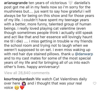 Ariana Grande and Kourtney Kardashian Instagram Exchange