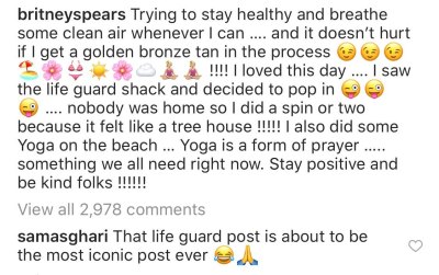 Britney Spears' IG Comment