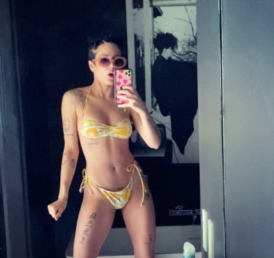 Halsey in a Yellow Bikini
