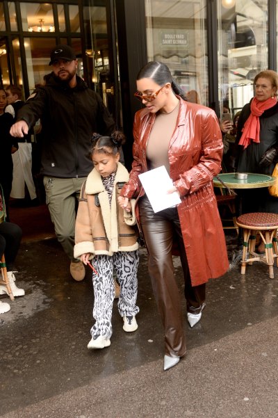 Kim Kardashian and daughter North West leaving the Flore Cafe in Paris