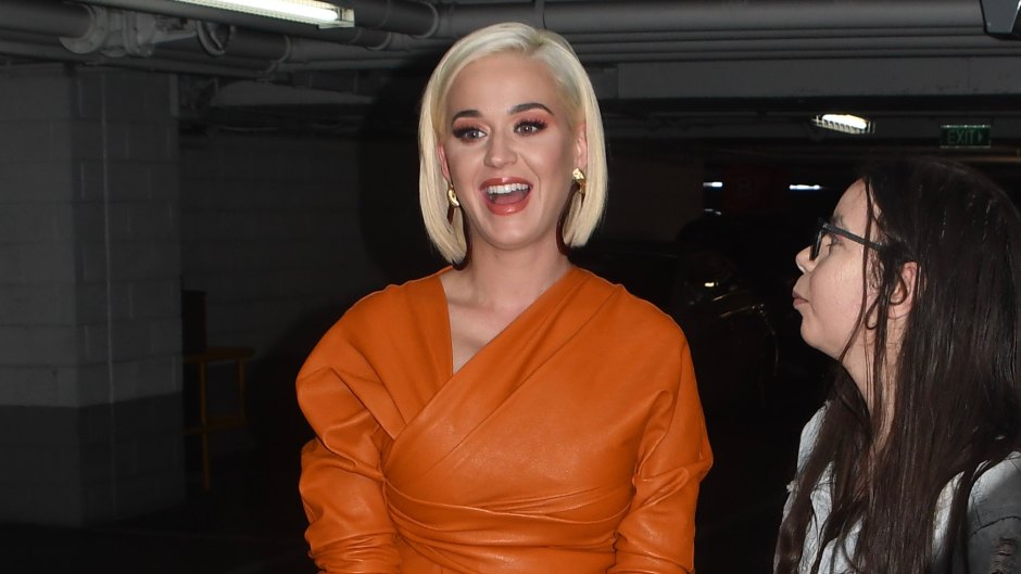 Pregnant Katy Perry Wears Orange Dress