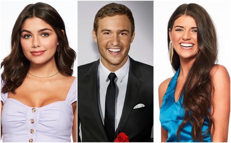 Split Image of Peter Weber Bachelor and Contestants Madison and Hannah Ann