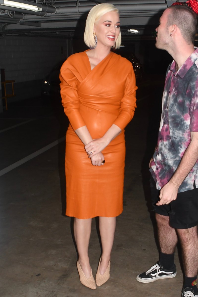 Pregnant Katy Perry Wears a Form-Fitting Orange Dress in Melbourne, Australia