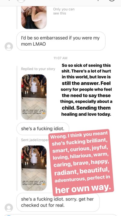 Jade Roper Slams Troll Who Calls Emmy an Idiot on Instagram Story