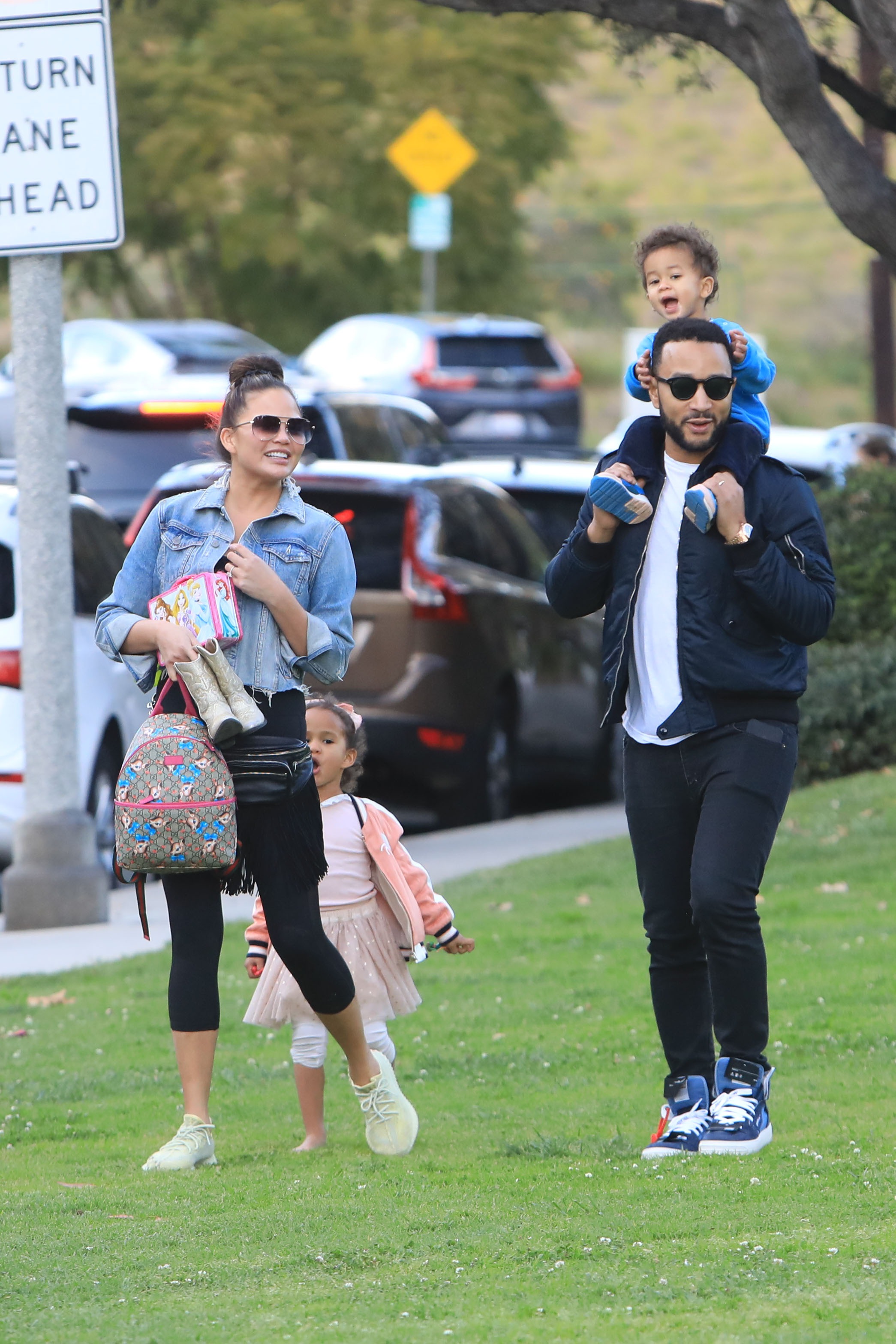 Chrissy Teigen and John Legend Take Luna and Miles to the Park