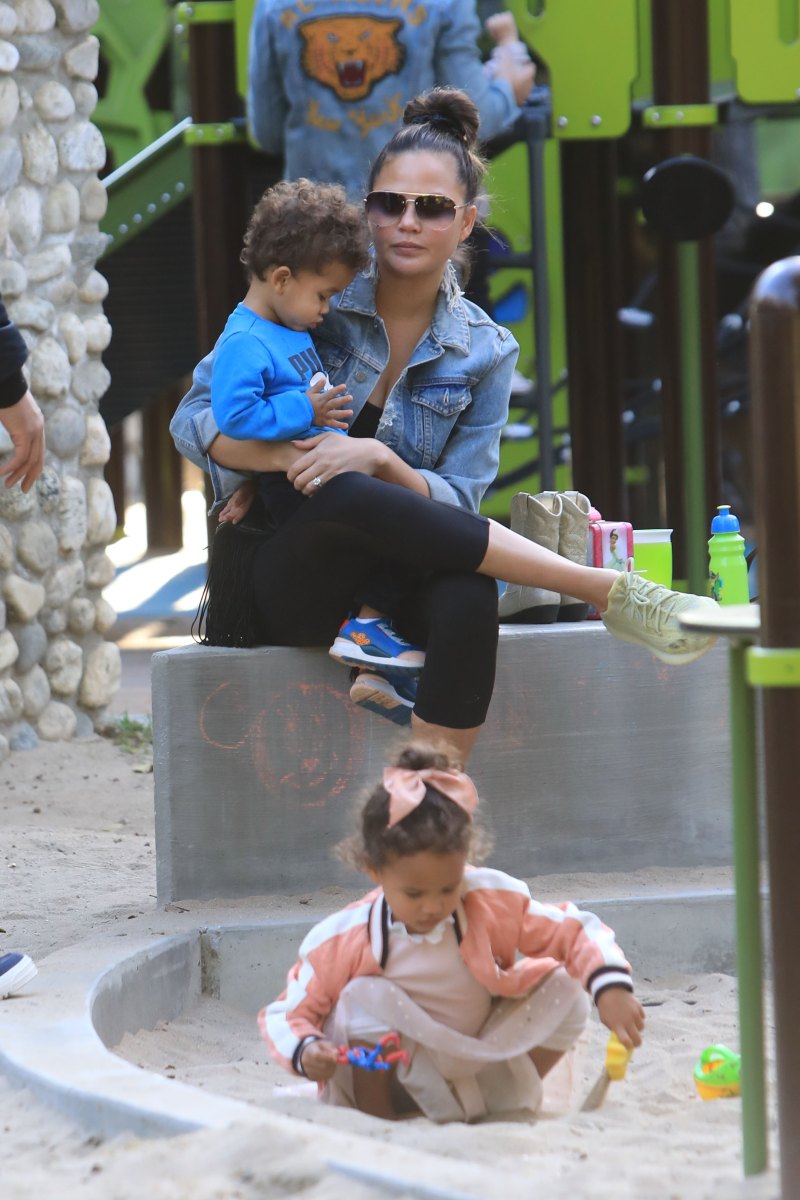 Chrissy Teigen and John Legend Take Luna and Miles to the Park