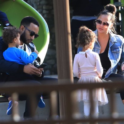 Chrissy Teigen and John Legend Take Luna and Miles to the Park