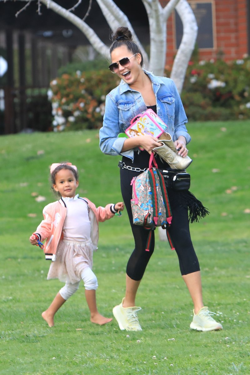 Chrissy Teigen and John Legend Take Luna and Miles to the Park