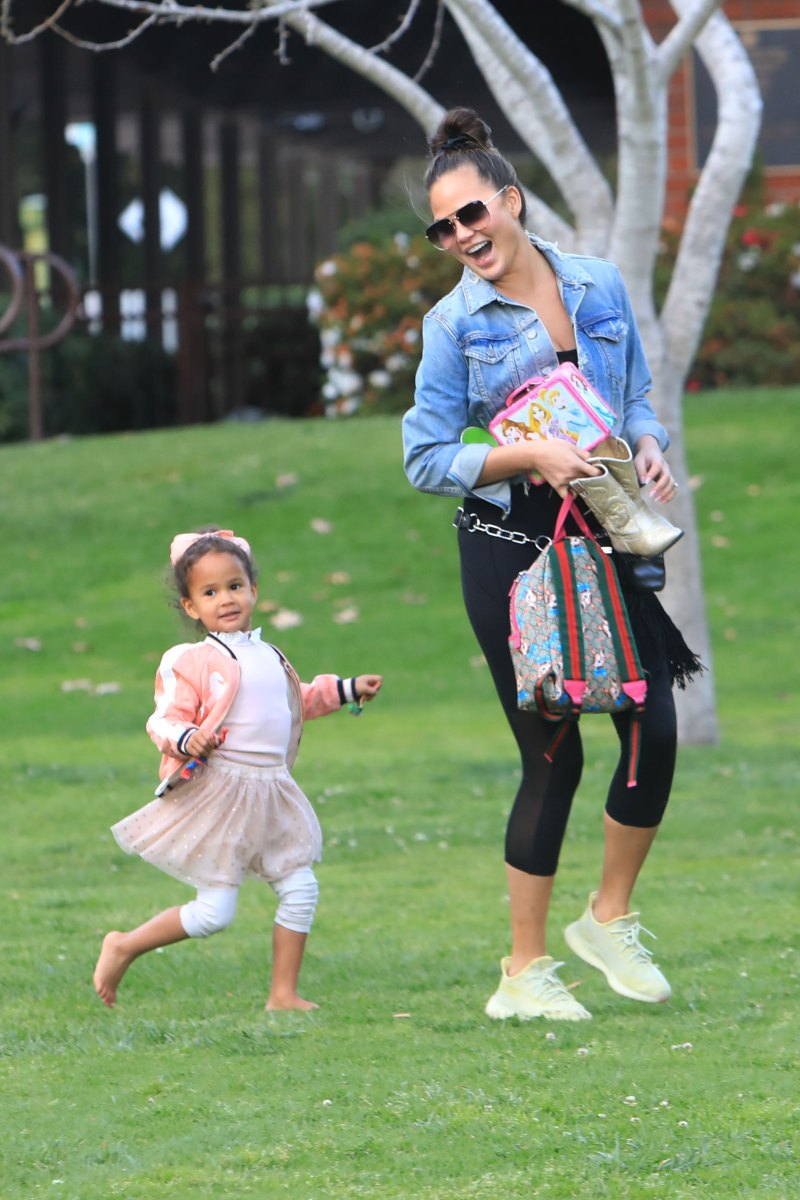Chrissy Teigen and John Legend Take Luna and Miles to the Park
