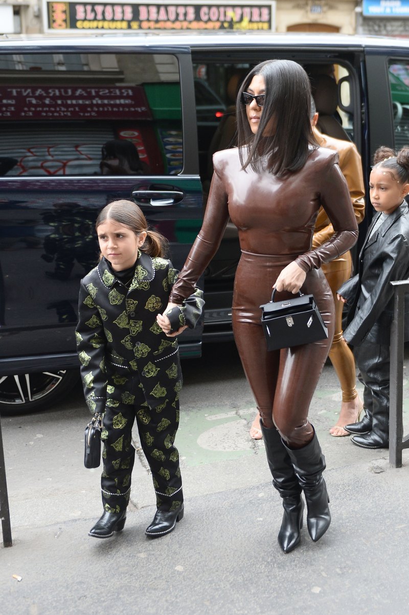 Kim and Kourtney Kardashian Attend Church With Kanye West, North West and Penelope Disick