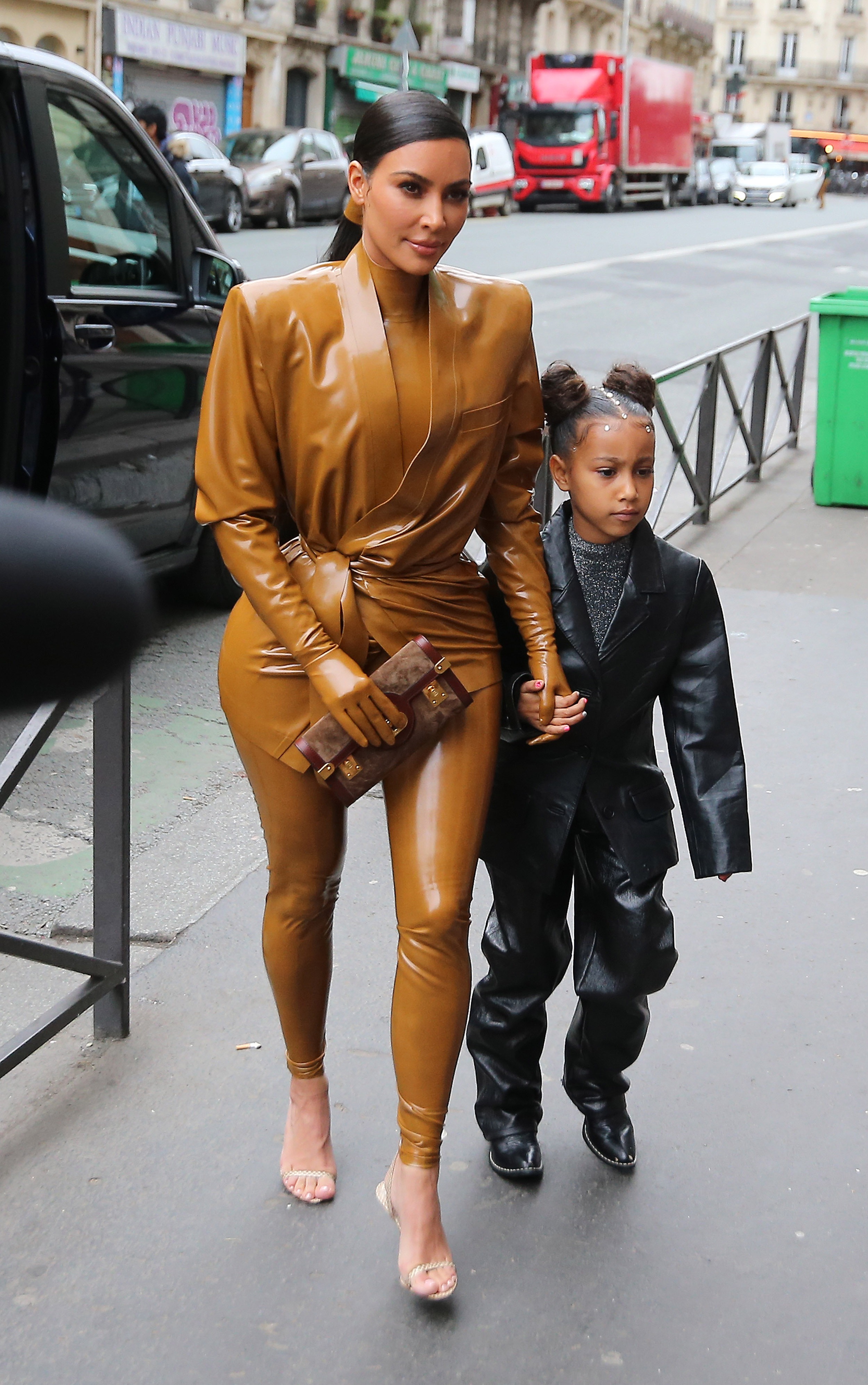 Kim and Kourtney Kardashian Attend Church With Kanye West, North West and Penelope Disick