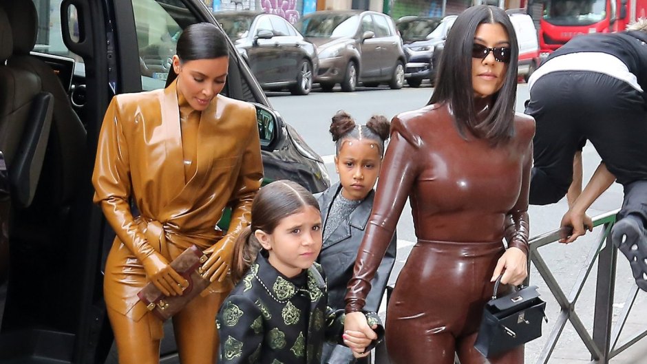 Kim and Kourtney Kardashian Attend Church With Kanye West, North West and Penelope Disick