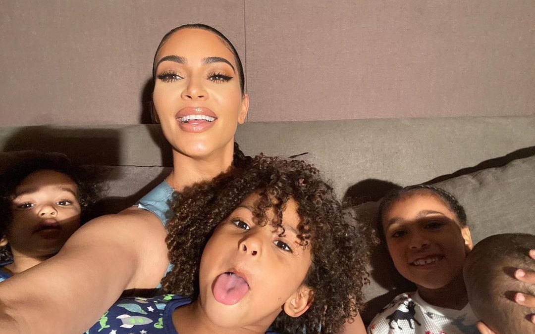 Saint West Stick Out His Tongue With Mom Kim Kardashian