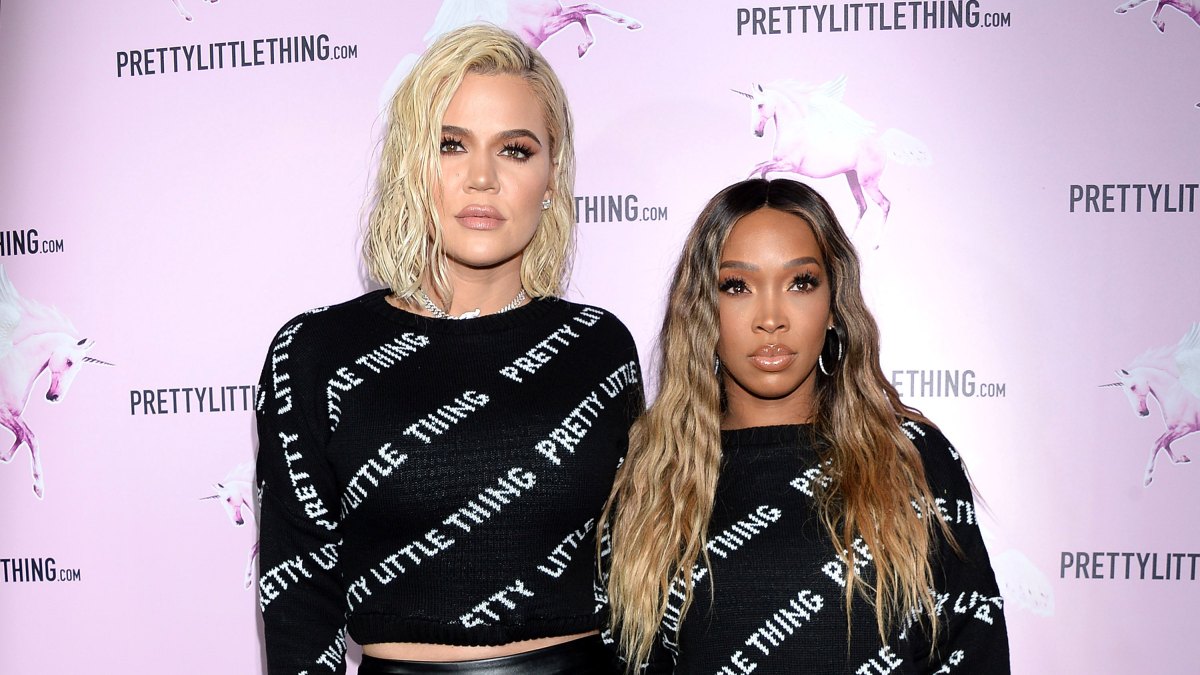 Khloe Kardashian and Malika Haqq Wear Matching Pretty Little Things Sweaters and Leather Leggings