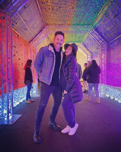 Jenna Dewan Smiles With Fiance Steve Kazee Under Rainbow Lights