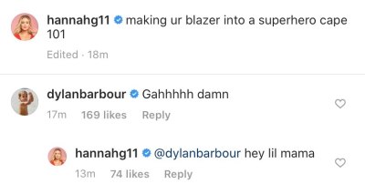 Dylan Barbour Flirts With Hannah Godwin Over Booty Pic