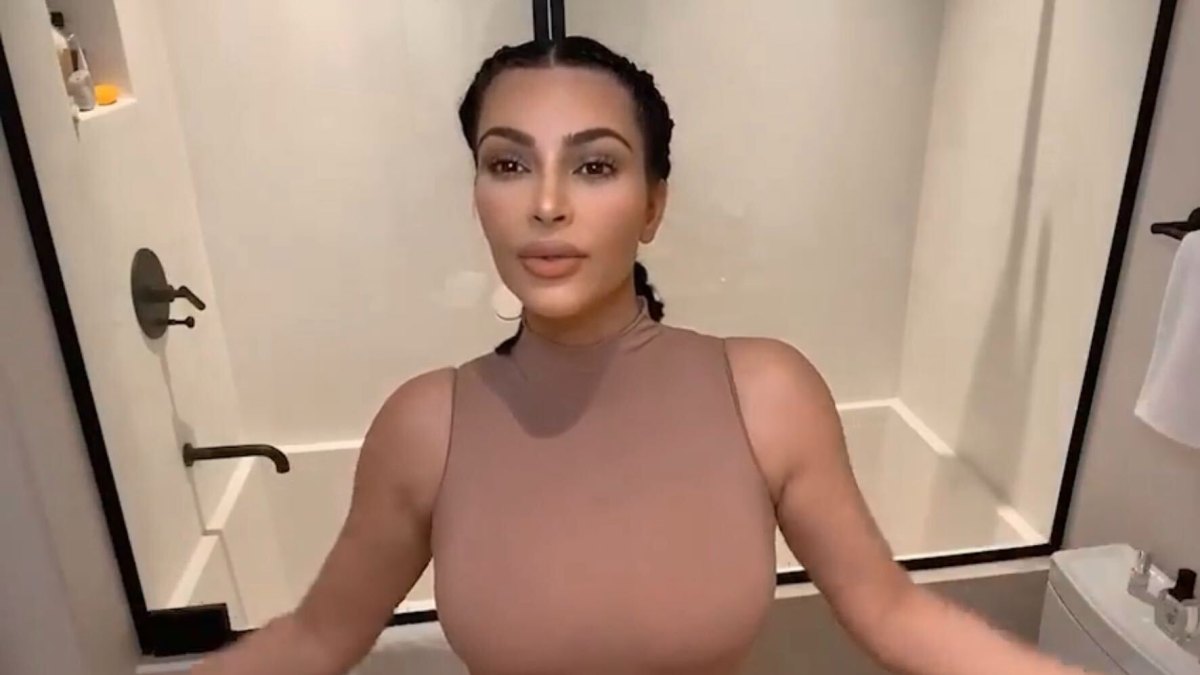 Kim Kardashan Doing her Makeup at Home