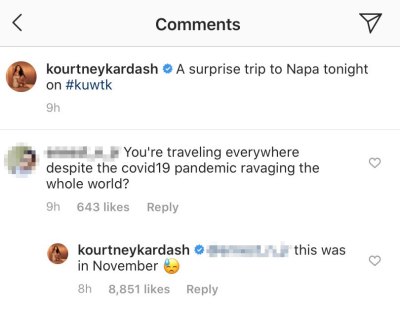 Kourtney Kardashian IG Comments