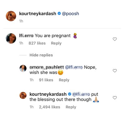 Kourtney Kardashian Asks Fans for 'Blessings' After Denying She's Pregnant