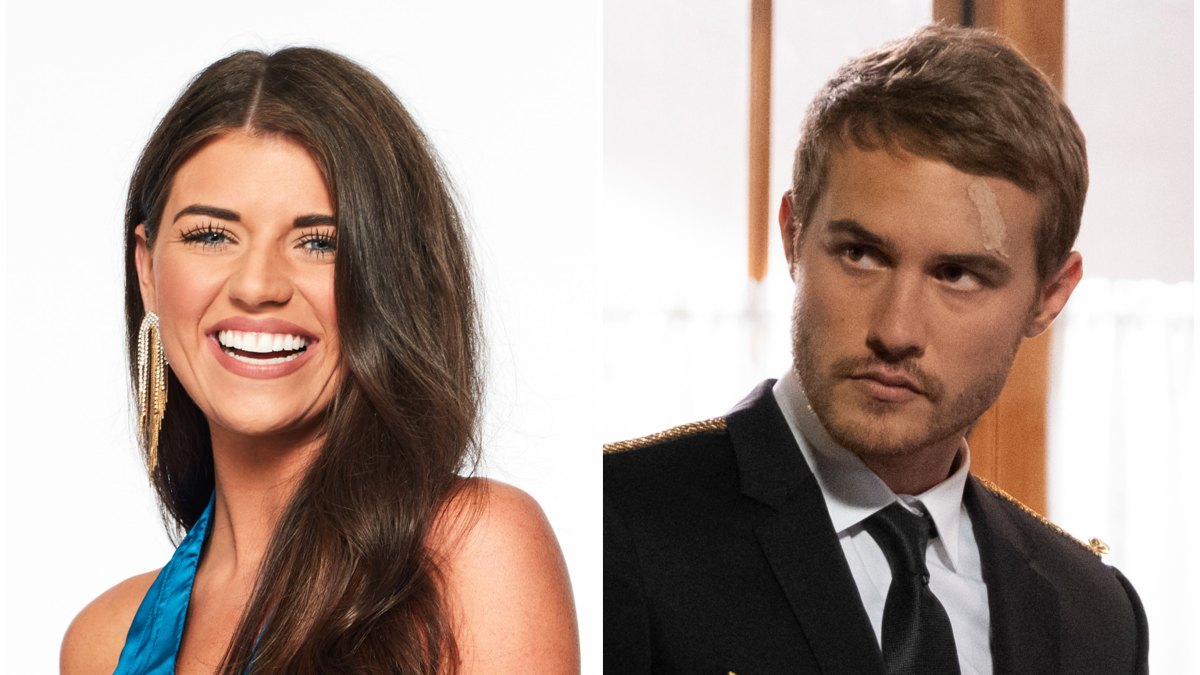 Madison Prewett Smiles in Bachelor Headshot Wearing Blue Silk Top Peter Weber Looks Suspicious in Pilots Uniform