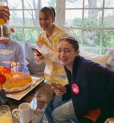 Gigi Hadid Drinking Coffee or Tea at Birthday Instead of Mimosa Pregnancy Clue While Crying Over Cake