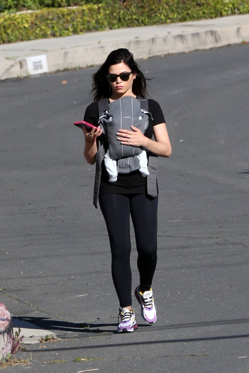 Jenna Dewan walking with her new son Callum