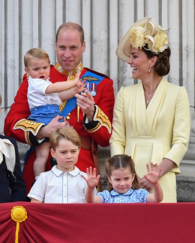 Prince William, Catherine Duchess of Cambridge, Prince Louis, Prince George, Princess Charlotte Trooping the Colour ceremony, London, UK - 08 Jun 2019