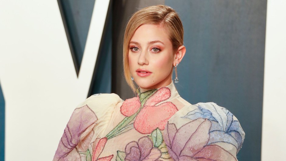 Lili Reinhart Poses in Watercolor Flower Gown at Vanity Fair Oscars Afterparty
