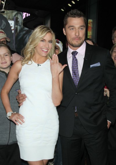 Bachelor Chris Soules Wears Black Suit With His Arm Around Ex Fiance Whitney Bischoff in White Dress