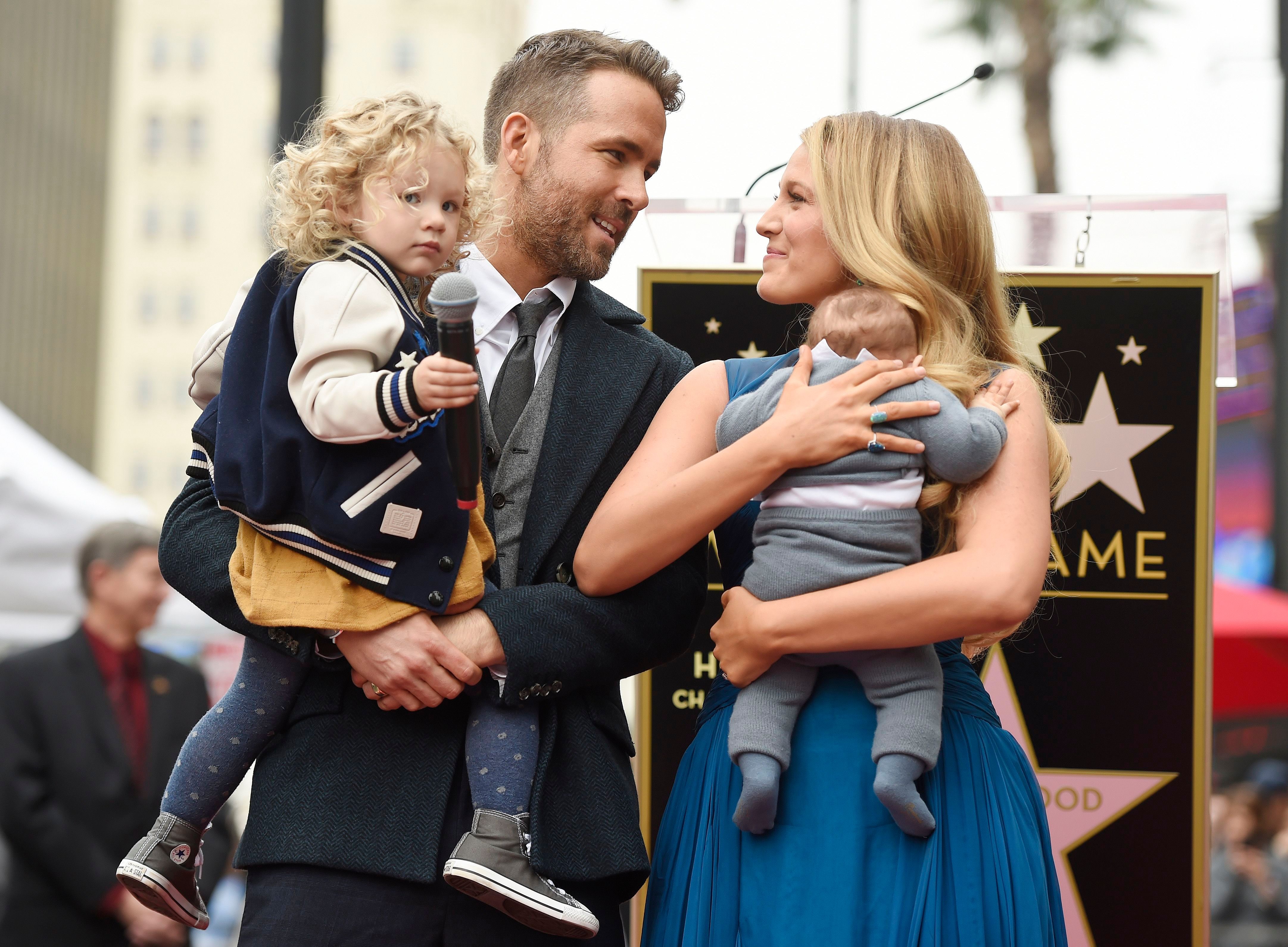 Blake Lively and Ryan Reynolds With Daughters James and Inez on Hollywood Walk of Fame