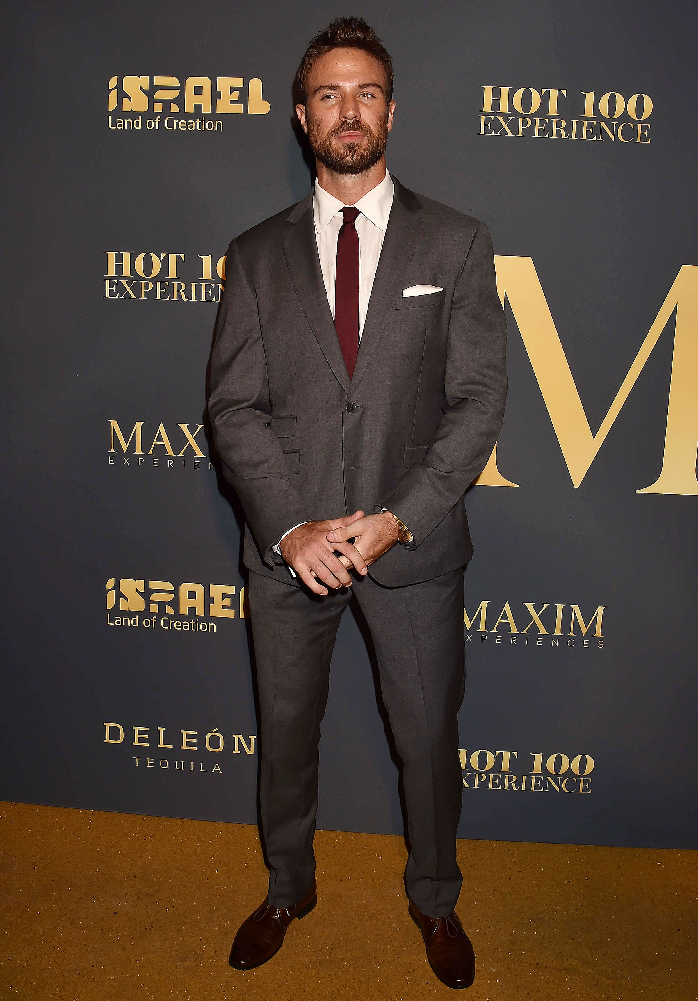 Bachelor Nation Alum Chad Johnson Wears Grey Suit and Red Tie