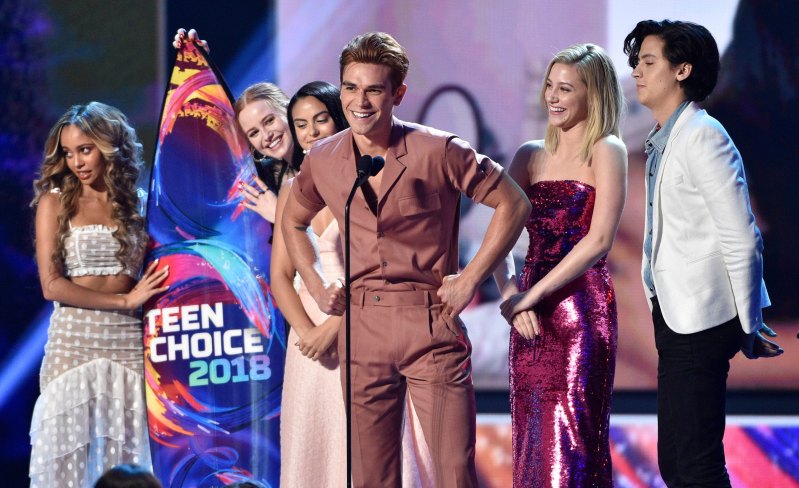 Cole Sprouse and Lili Reinhart Relationship Timeline Laughing at 2018 Teen Choice Awards - Show, Inglewood, USA - 12 Aug 2018