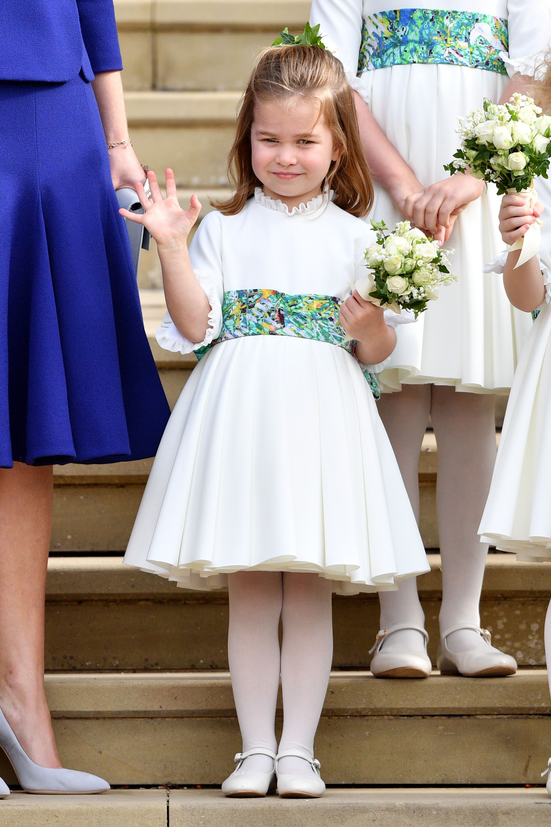 Princess Charlotte Wears White Dress at Wedding and Waves