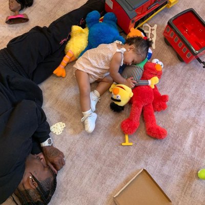 Travis Scott and Stormi Webster Nap on the Floor