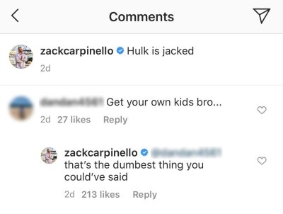 JWoww's BF Zack Carpinello Claps Back at Troll Who Says to 'Get Your Own Kids' in Photo With Greyson