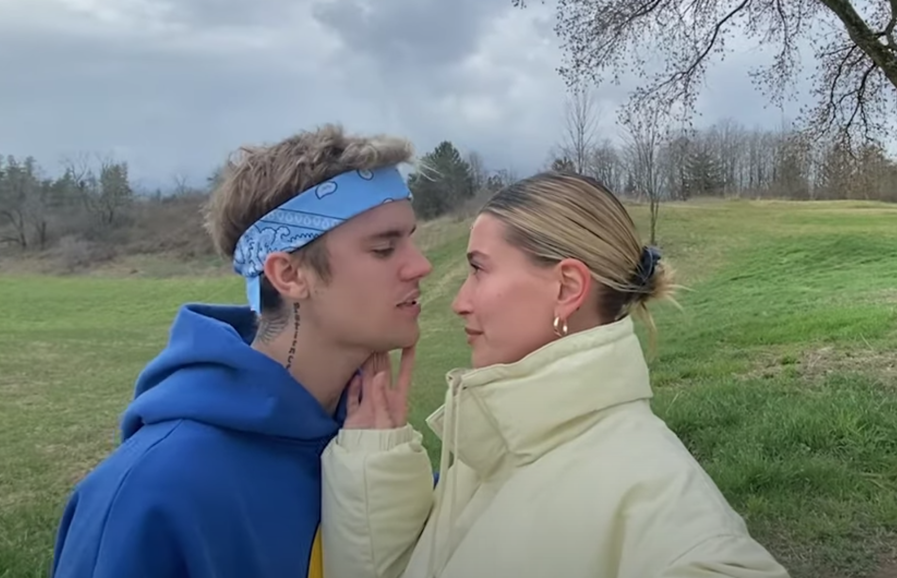 Justin Bieber and Hailey Baldwin Stuck With U Music Video Walking Outside