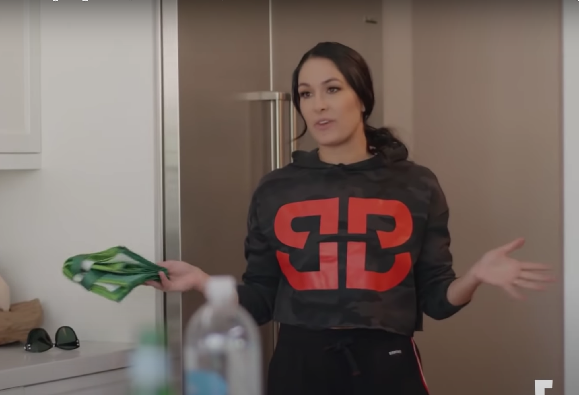 Brie Bella Looks Annoyed in Grey Hoodie on Total Bellas