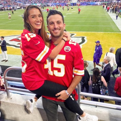 Bachelor in Paradise Couple Jade Roper and Tanner Tolbert Hug During Football Game