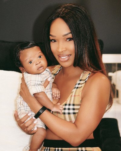 Malika Haqq and Baby Son ace wear Matching Burberry Outfits