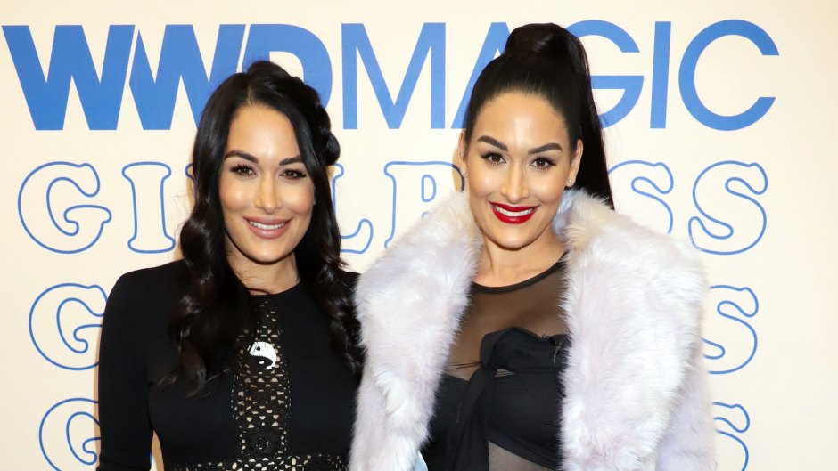 Pregnant Nikki and Brie Bella Smile in Black Outfits