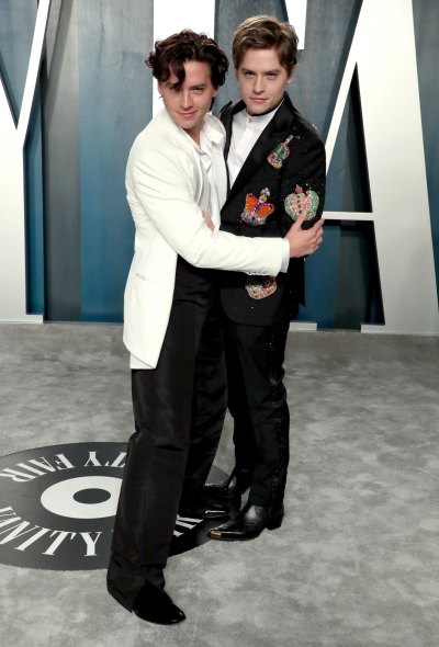 Dylan and Cole Sprouse Hug at Vanity Fair Oscars Afterparty