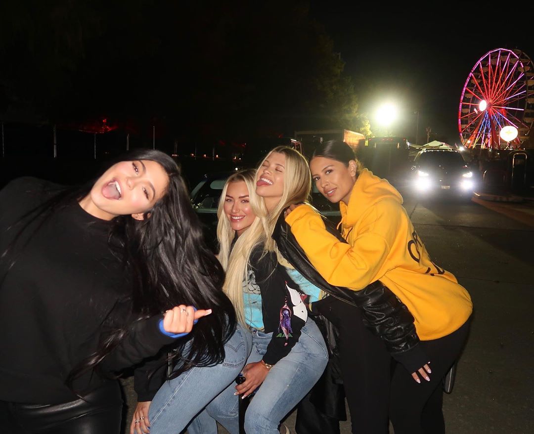 Sofia Richie, Kylie Jenner, Stassie Karanikolaou, Victoria Villarroel and Yris Palmer at Travis Scott's Astroworld Festival in Houston