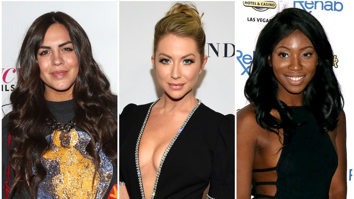 Vanderpump Rules Star Katie Maloney Wears New York Sweatshirt and Long Skirt Stassie Schroeder Wears Hair Up With Black Dress and Diamond Detailing Faith Stowers Wears Black Cutout Dress