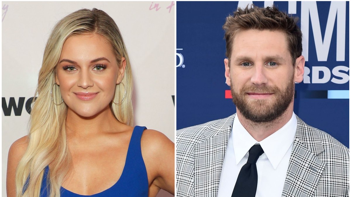 Kelsea Ballerini Wears Blue Jumpsuit Chase Rice Smiles in Grey Plaid Suit and Black Tie
